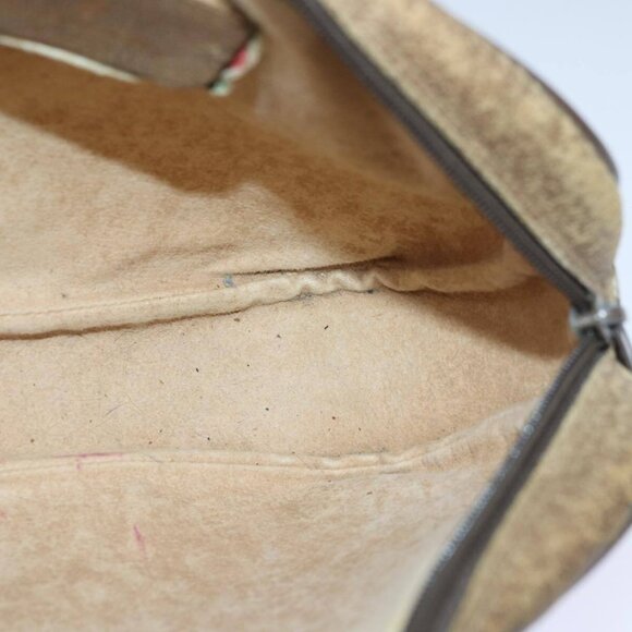 GUCCI GG Supreme Web Sherry Line Clutch Bag PVC Beige Red - Picture 14 of 16